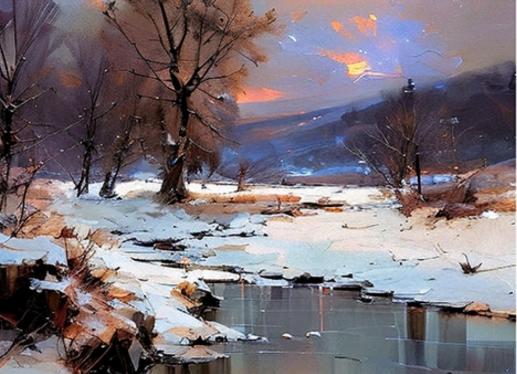 Téli táj - Naplemente